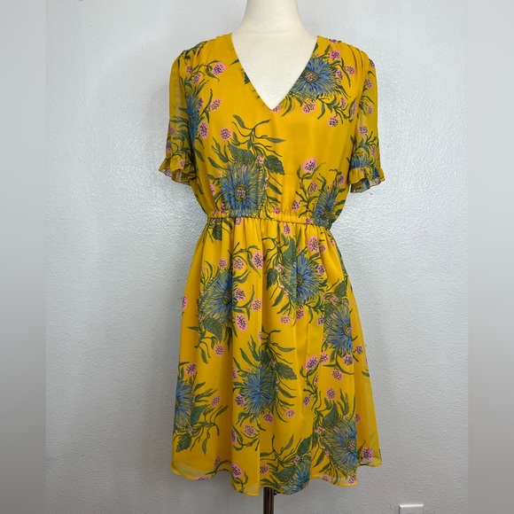 Madewell Sweetgrass Ruffle Sleeve Dress in Painted Blooms Size 8 - Picture 2 of 9